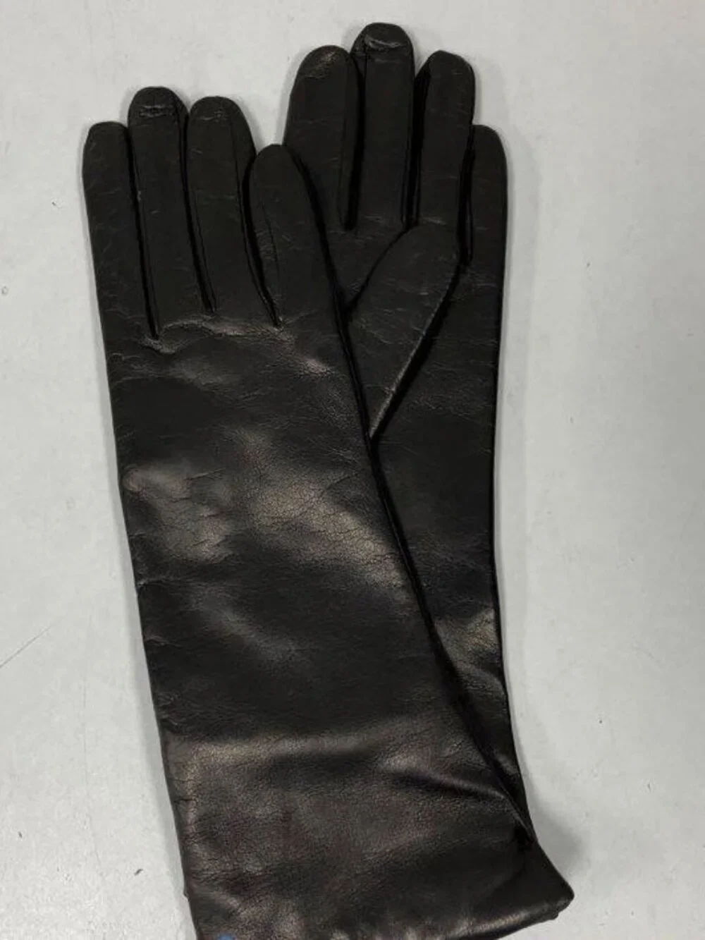Vintage Giorgio Sermoneta Women's Black Leather Lined Long Gloves Sz 6